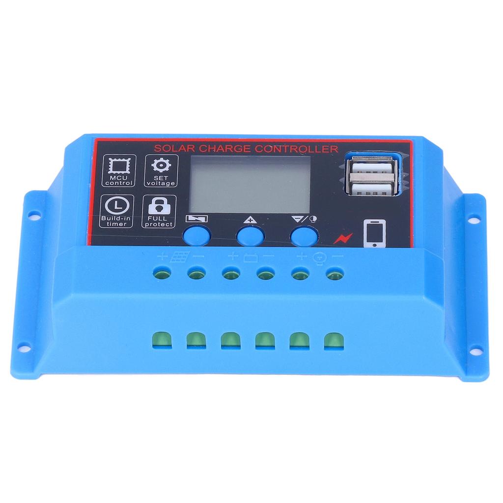 Solar Panel Charge Controller LCD Display PWM Photovoltaic Charging Regulator 12V 24V30A