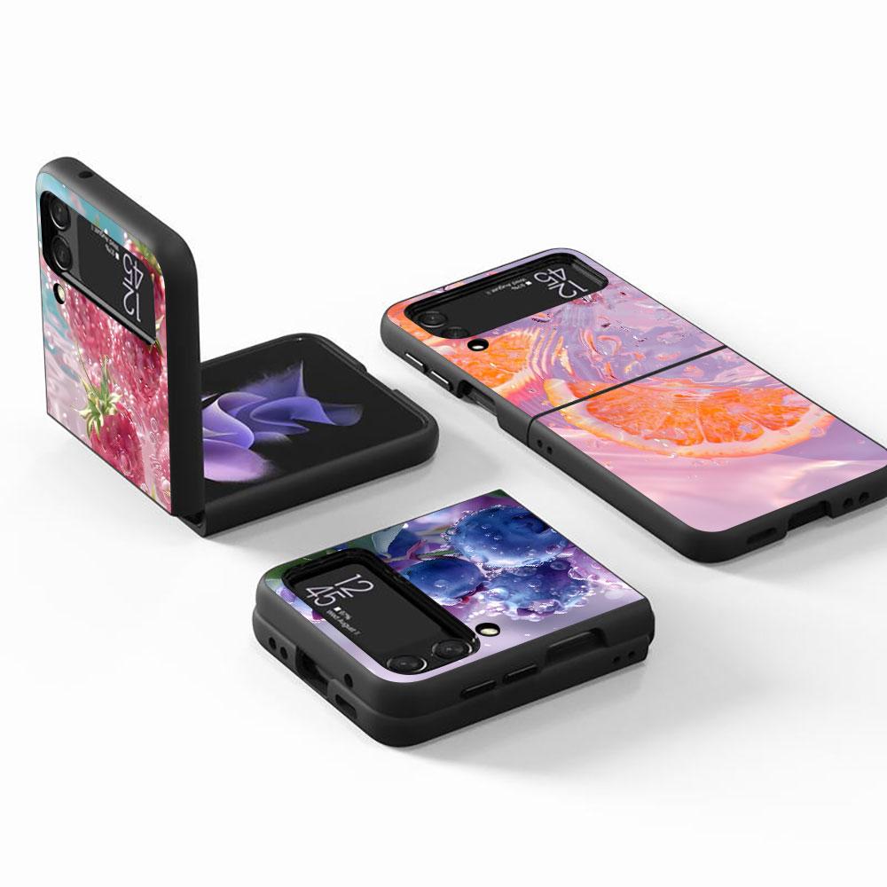 Orange Fruit Watermelon Case for Samsung Galaxy Z Flip4 Flip3 5G PC Hard Cell Phone Shell Z Flip 4 3 Black Zflip4 Zflip3 Cover