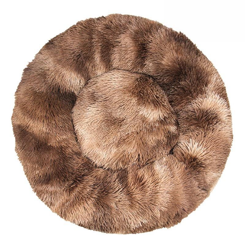 

Round Fluffy Pet Bed Winter Warm Long Plush Dog Cat Bed Comfortable Soft Sleeping Nest Mat for Small Medium Dogs Cats Indoor Pet Bed 40cm коричневый