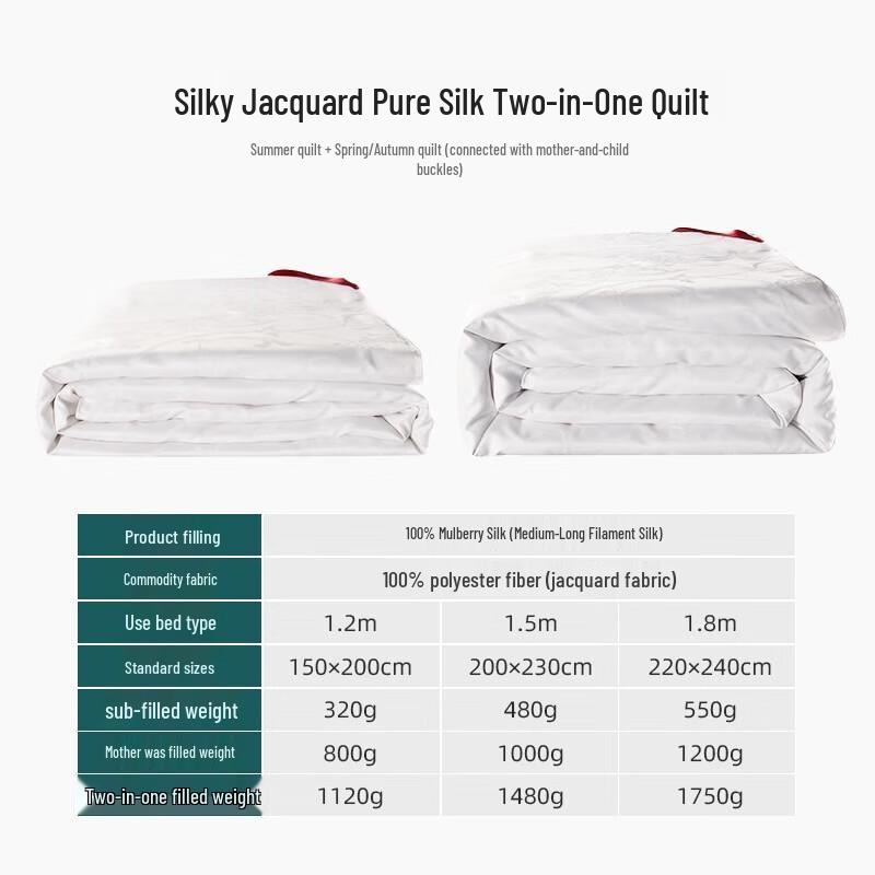 

Mengjie Pure Silk Jacquard All-Season 2-in-1 Duvet