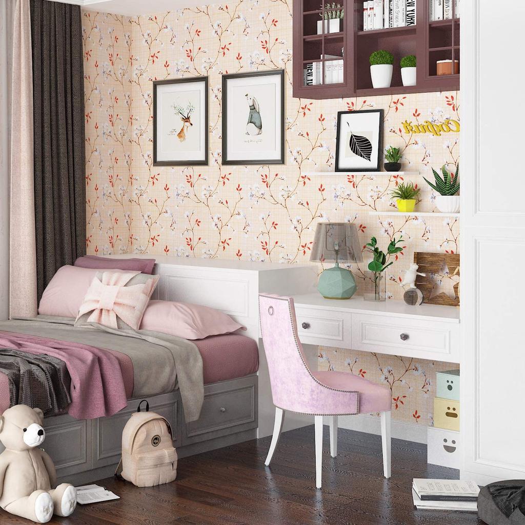 Plum Blossom Peel And Stick Wall Cover Beige Self-Adhesive Wall Cover Removable Modern Texture Wall Cover Waterproof Vinyl Film