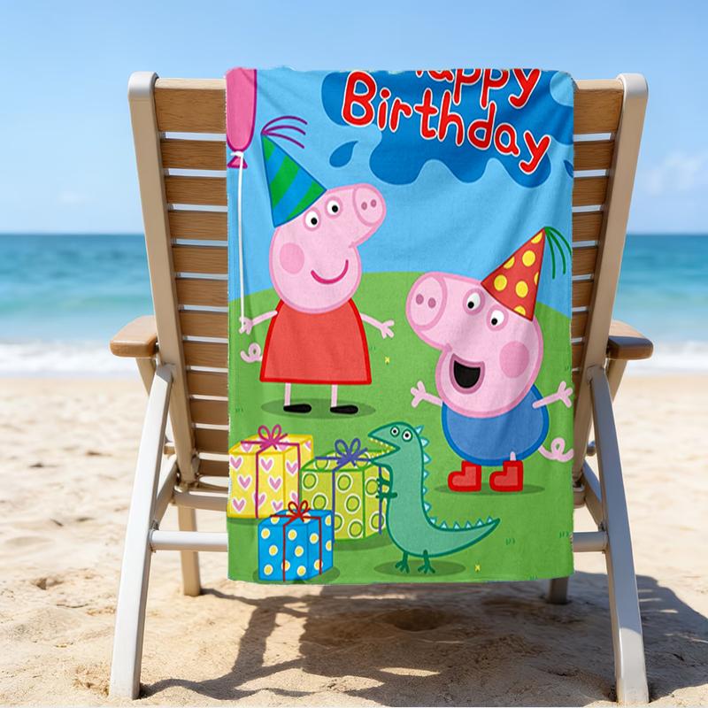 Ultra-Soft Beach Towel with Peppa Pig Theme,Ideal for Pool - Camping, Diving - Perfect Travel Essential, Vibrant Beach Towel.