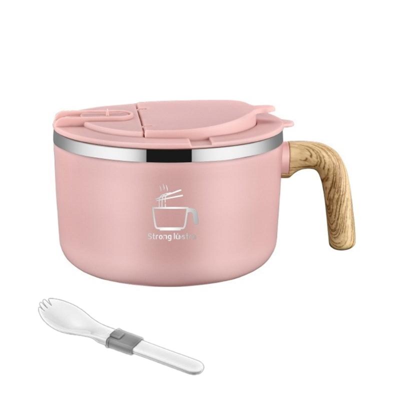 Portable Stainless Steel Noodles Bowl with Delicate Designs Durable Ramen Bowl for Home Office and School Use