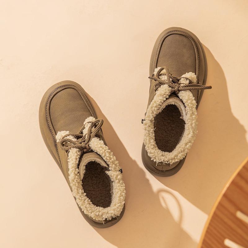 Flat-bottomed Snow Boots Women's New Winter Padded Booties with Warm Cotton Shoes