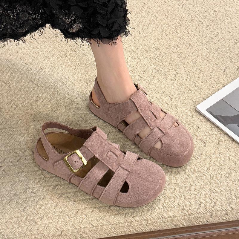 Baotou Sandals Women's New Spring and Summer Retro Hollow Flat-bottomed Versatile Woven Casual Hole Shoes