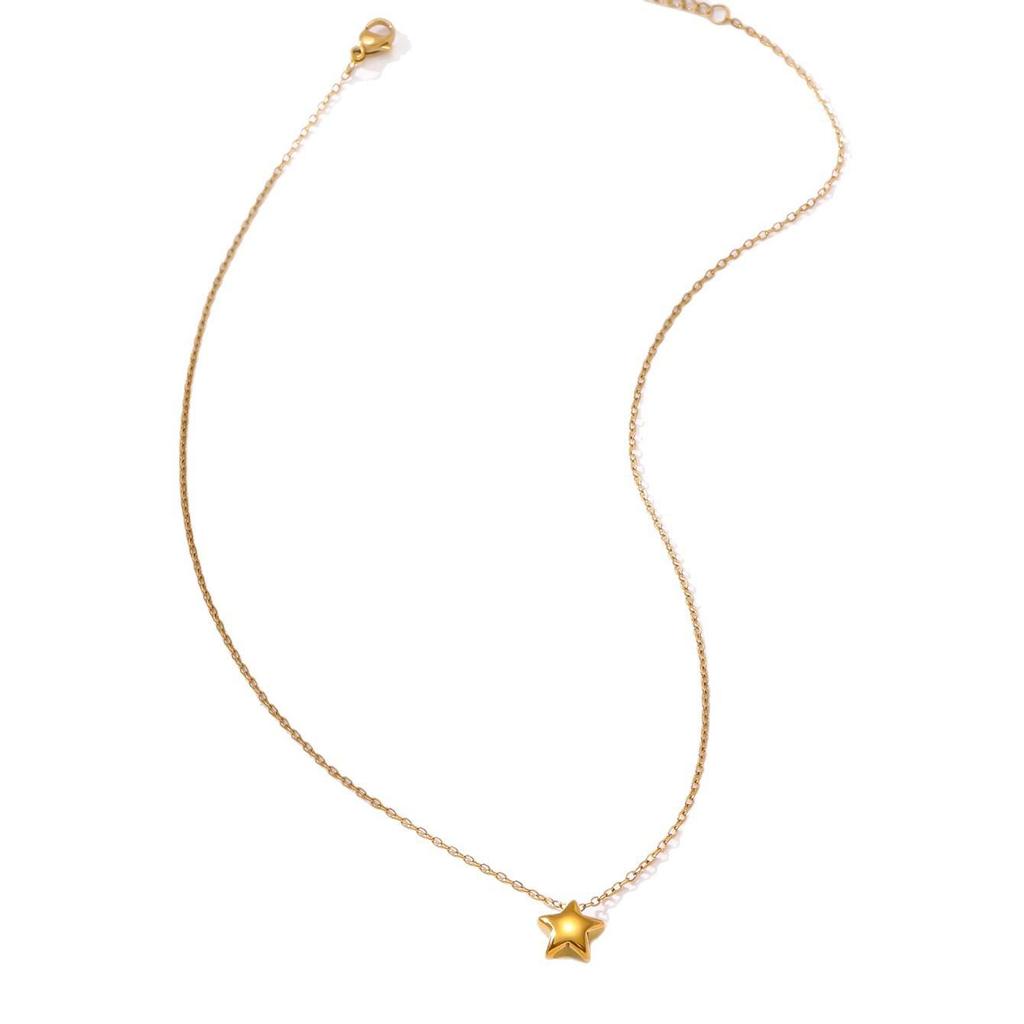 Lucky Star 18K Gold Plated Stainless Steel Star Necklace for Women - Versatile Clavicle Chain