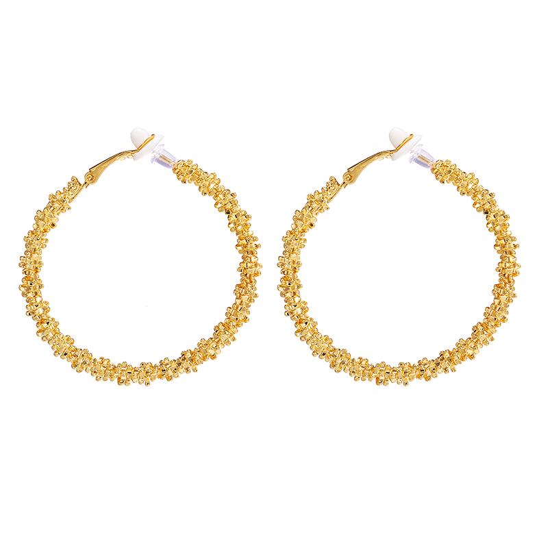 Trendy Vintage Big Round Hoop Clip On Earrings for Women Fashion Statement Punk Charm Non Pierced Earrings Party Jewelry