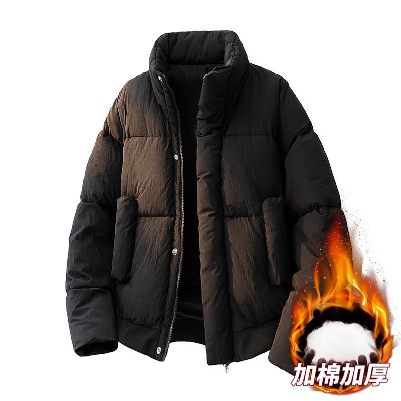 OO Thickened Cotton-padded Clothes for Men and Women, Winter Loose Cotton-padded Jackets, Bread Clothes, Short Stand-up Collar Cotton-padded Jackets.