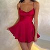 Summer Sexy Suspender Satin Short Dress Fashion Women Slim Halter Strap Casual Party A-line Dresses Female Elegant Solid Color Mini Dress Clothes 3044