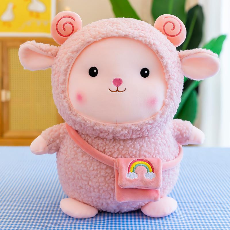 Cute Lamb Plush Toy Rainbow Sheep Doll Girl Sleeping On Bed Pillow Rag Doll Birthday Gift