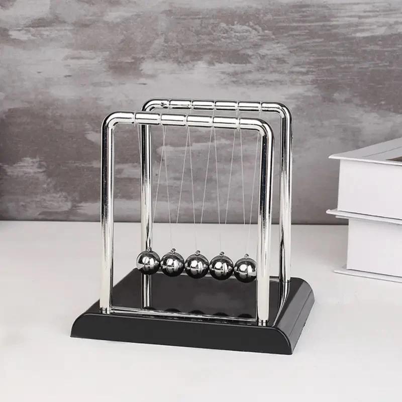 1Pcs Figurines Miniatures Newton Pendulum Balance Balls Stylish Desk Decor Educational Dynamics Toy for Office Home