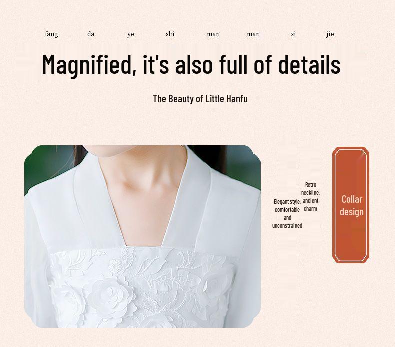 White Girls' Hanfu: New Style Ancient Chinese Fairy Dress with Flowing Guzheng Skirt for Children