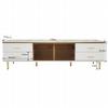 Coffee Table, TV Cabinet, Living Room Furniture, Glass Door, Alloy Frame, Drawers Wave Structure, Gold Handles and Legs, Tabletop Marble Structure.
