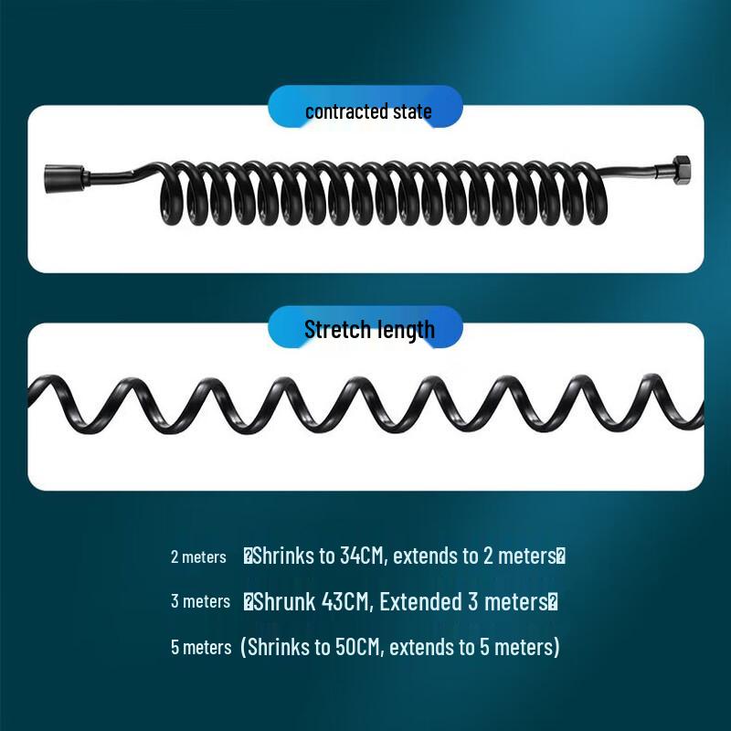 MDNG Einziehbarer Duschschlauch mit Brausekopf - Schwarz, 2m