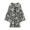 Europe, America, autumn and winter new women's clothing, horn sleeves, temperament printed short skirt, dress women