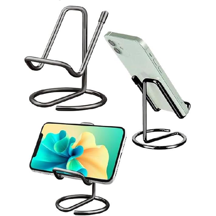 Cell Phone Stand for Desk, Metal Mobile Phone Stand Holder, Cute Rose Gold Cell Phone Display Holder Phone Dock Compatible with All Mobile Phones,