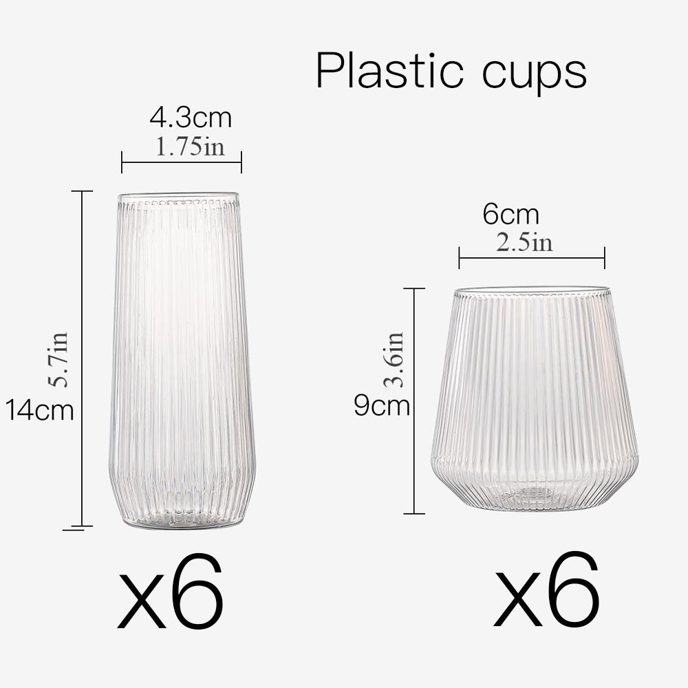 Geripptes Origami-Wellen-Kunststoffglas-Set Stiellose Sektgläser Bruchfestes Klares Trinkgeschirr für Hochzeiten, Partys & Veranstaltungen