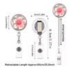 Cute Transparent Floral Badge Reel For Women Retractable Worker ID Card Pull Buckle Doctore Nurse ID Card Badge Holder Clip