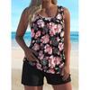 Sommer Tankini Zweiteiliger Badeanzug Damen Weste Vier-Eck-Schlitz Badeanzug
