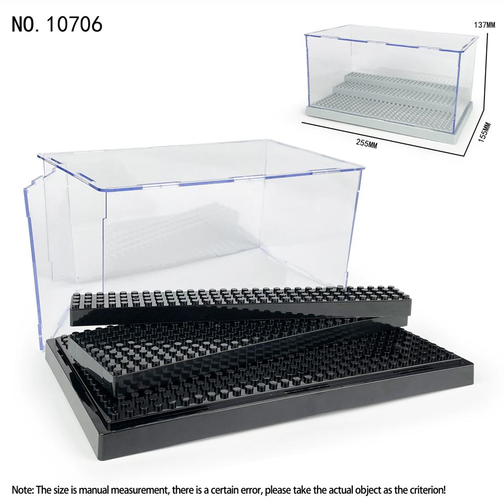 Building Block Display Box Small Particles Suitable For Lego Minifigures Clear Desktop Dust Box Stackable Storage Square Box