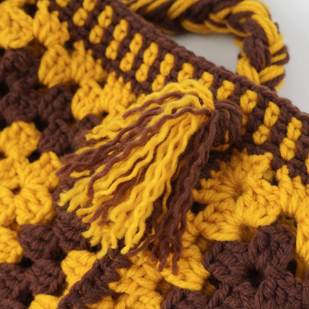 Raw Wool Knitting Kit Large Motif Bag In Mustard -