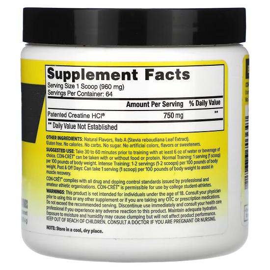 Con-Cret, Patented Creatine Hcl, no flavor 2.2 Oz (61.4 G)