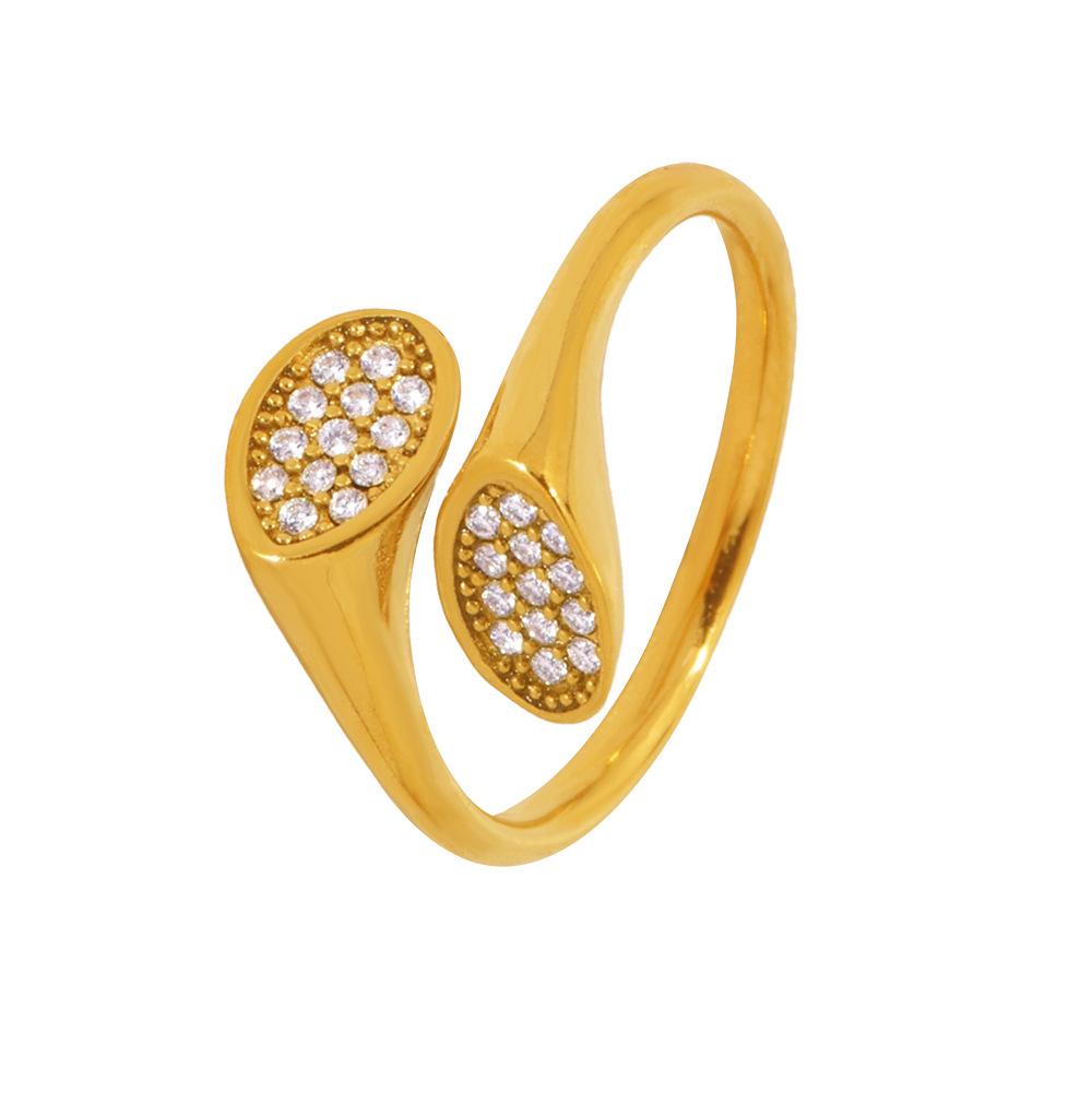 Irregular Ring, Zircon Ring, Open Cuff Ring, 18K Gold Plated, Stainless Steel Ring, Luxury Index Finger Ring