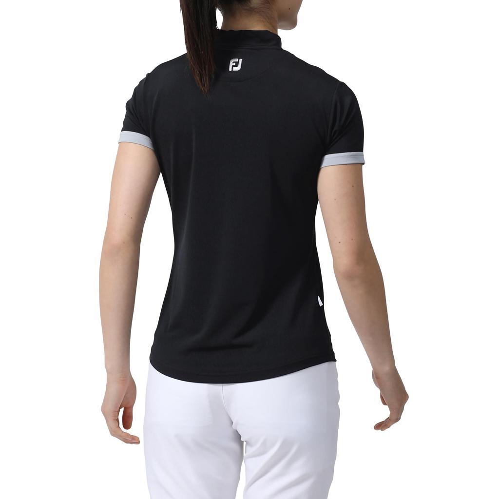 FootJoy Women's Short Sleeve Mock Neck Shirt, Black, Size Small, FJW-S24-S09, 81944-S