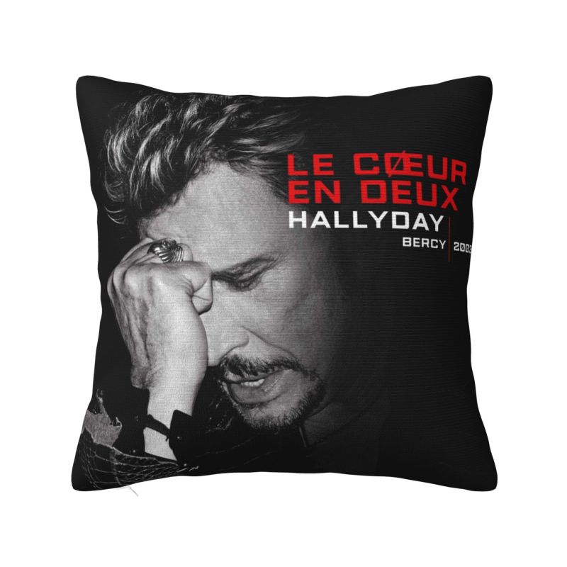French Rock Music Johnny Hallyday Cushion Cover Polyester Throw Pillow Case Living Room Decoration Bedding Sofa Pillowcase