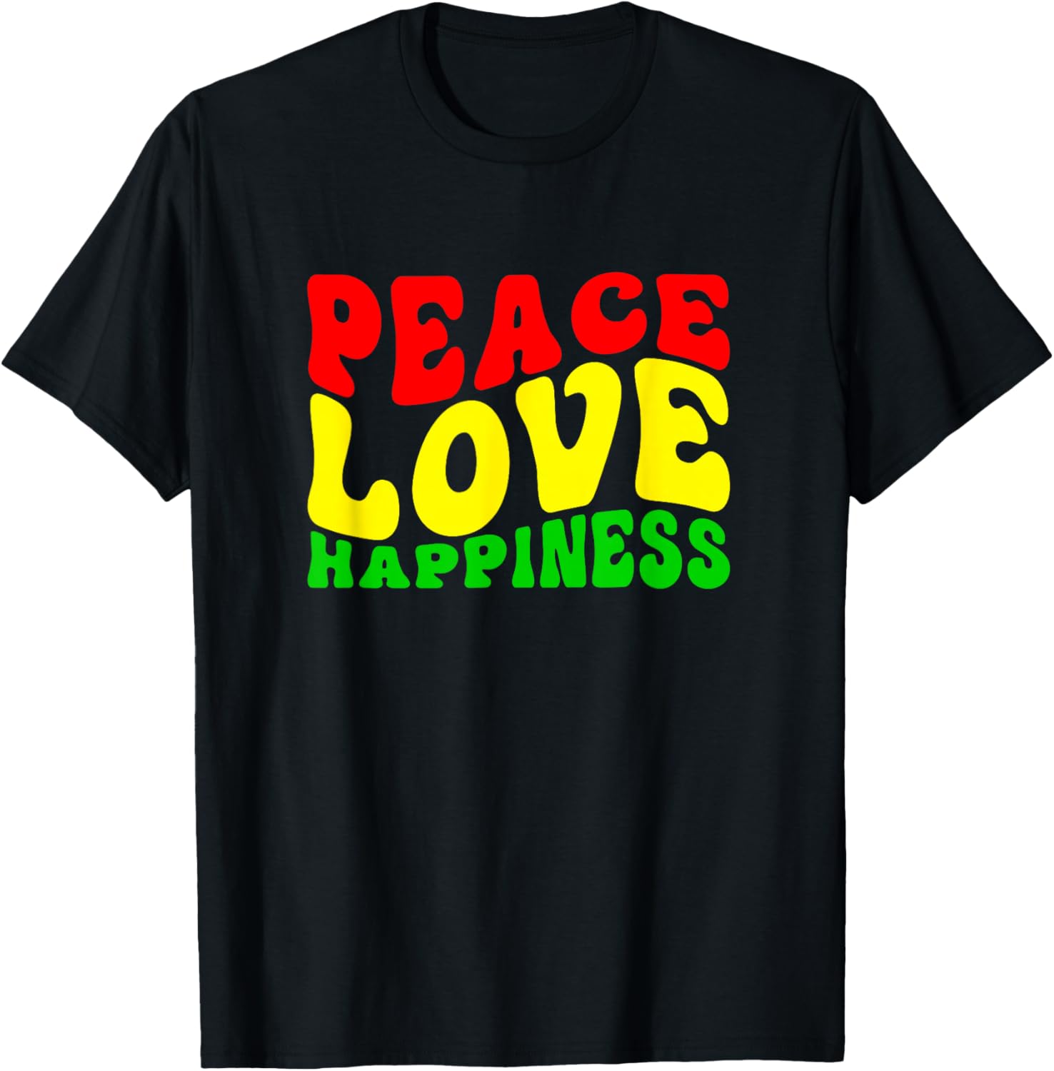 Peace, Love, Happiness Funny Tee T-Shirt S разноцветный