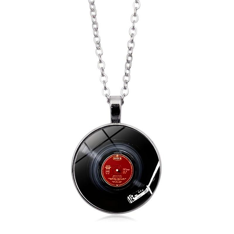 Retro Vinyl Record Pattern Time Women's Versatile Fashion Retro Pendant Necklace