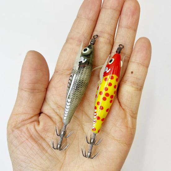 8CM/5.3G Shrimp Bait with Squid Jig Hook Swivel Luminous Realistic Bionic Artificial Lure Saltwater Freshwater Bass Walleye Trout Fishing Accessories
