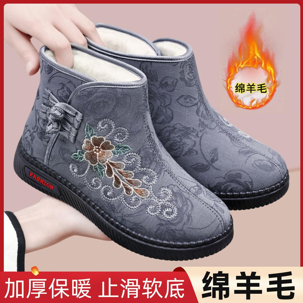 Cotton Shoes High Top Snow Boots Ethnic Style Embroidered Long Boots Fleece Thickened Boots Warm Cotton Boots