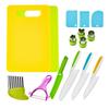 Kolip 15 Pieces Kitchen Tools Kids Cutting Board Crinkle Cutter Peeler Serrated Edges Fruit Cutters Shapes Set