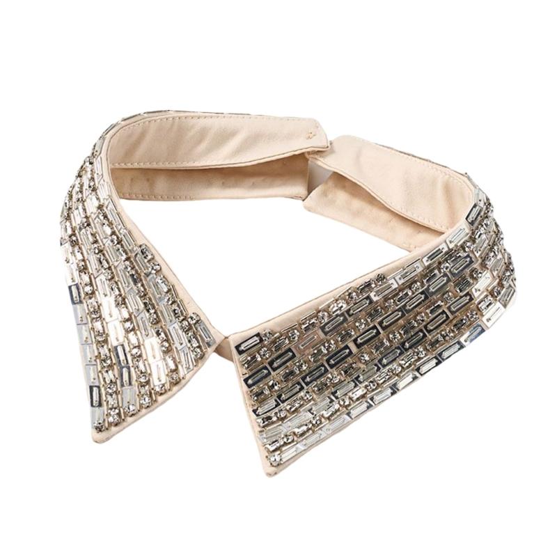 

Detachable Lapel Collar False Elaborate Girls Collar Accessory Jeweled Collar Art Diamante False Shawl абрикосовий