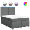 VidaXL Slat Bed Base with Mattress Dark Grey 140x190cm Fabric, Bed, Platform Bed, Panel Bed, Furniture of 3292777