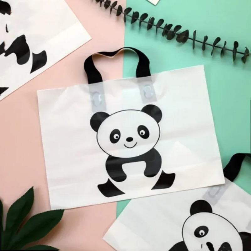 50pcs Clothing Handbag Solid Plastic Frosted Shopping Bag Double Sided Printing Peach Heart Checkered with Bottom Packaging Sack