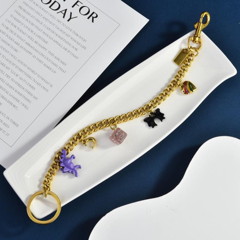 1Pc Shining Cartoon Keychain Bag Chain Colorful  Car Key Chain Metal Key Ring Exquisite Gifts Souvenirs Car Pendant