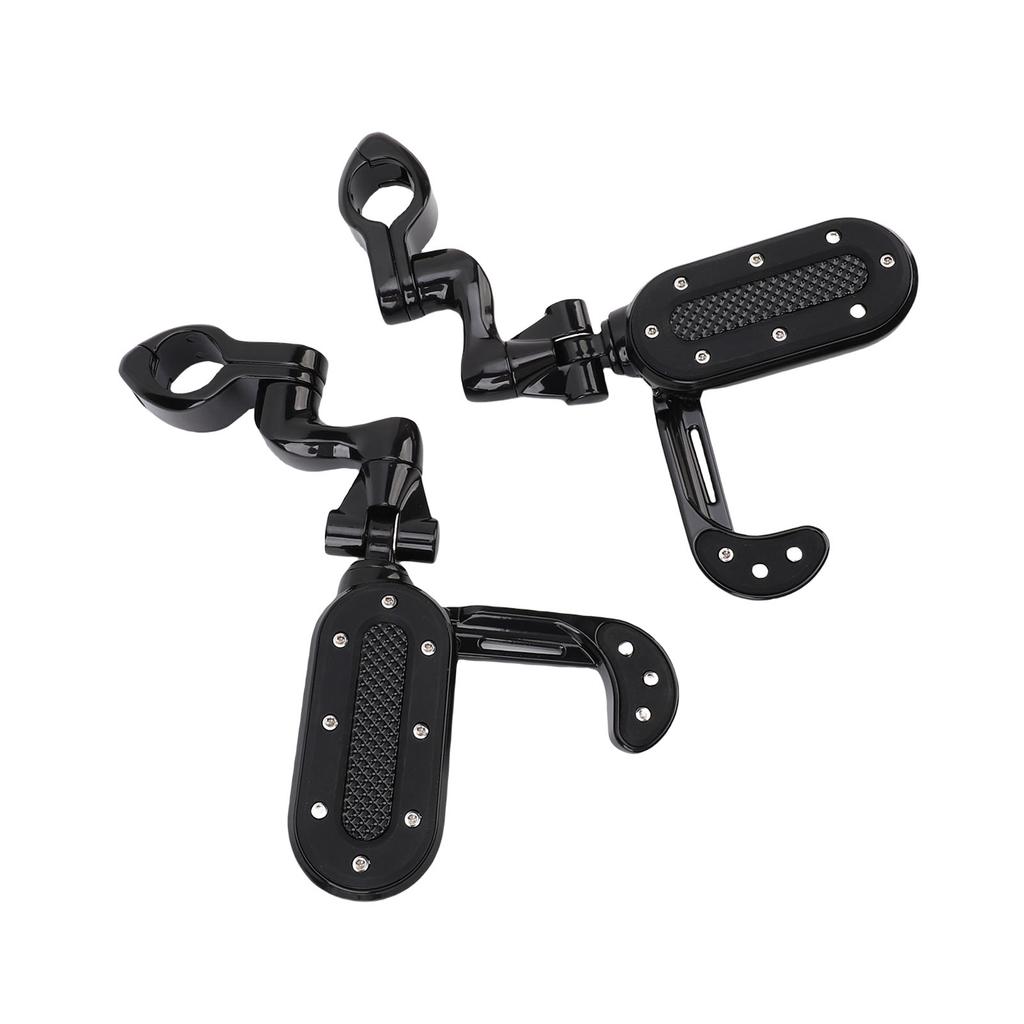 Motorcycle Highway Peg Adjustable Motorcycle Foot Peg with Flip Out Heel Rest for 1.25 Inch Engine Guard Rod