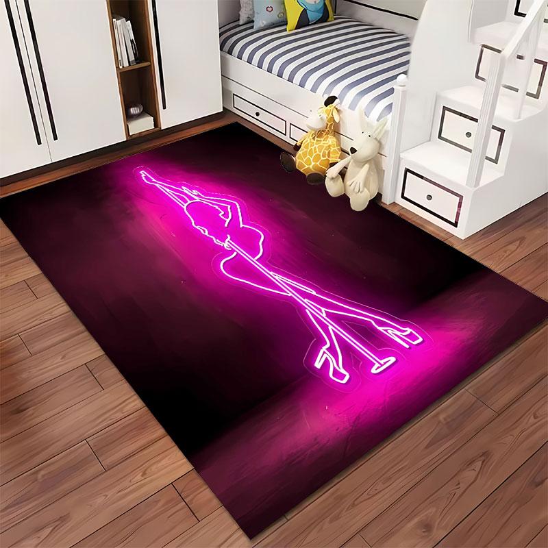 Neon Dance Silhouette Carpet suitable as a non-slip mat for the living room or bedroom sofa