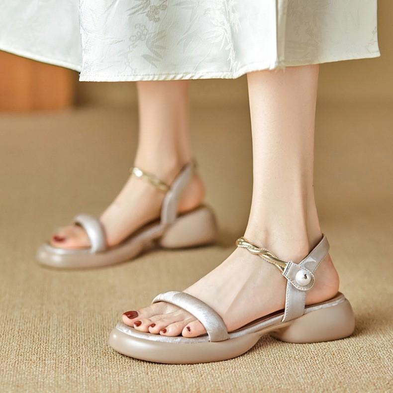 Summer Womens Minimalist Thicksoled Block Heel Sandals With Toeexposure For Casual Wear