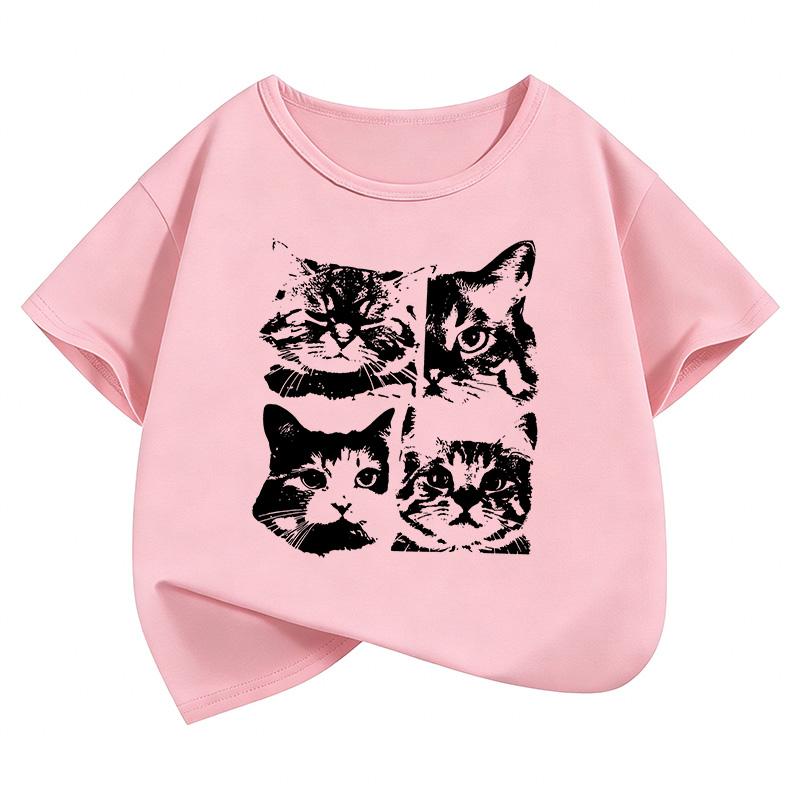 Gothic Vintage Cat Funny T Shirts Short Sleeve Kids Childrens Tshirt Boys Girls Summer Spring Casual Top Tee Shirt