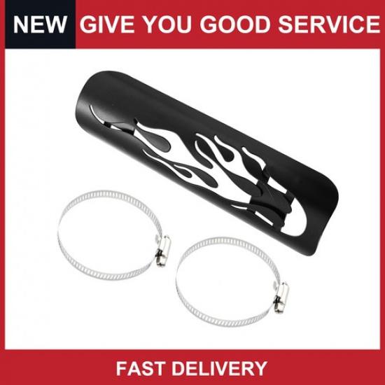 Universal Motorcycle Exhaust Heat Shield Pipe Shield Guard Black Pack of 1