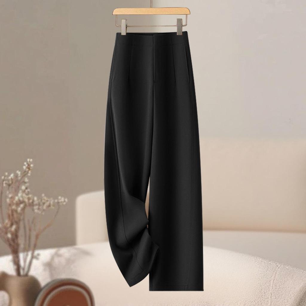 Trendy 2025 Women's High-Waisted Wide-Leg Trousers - Slim-Fit, Fashionable Spring/Autumn Style