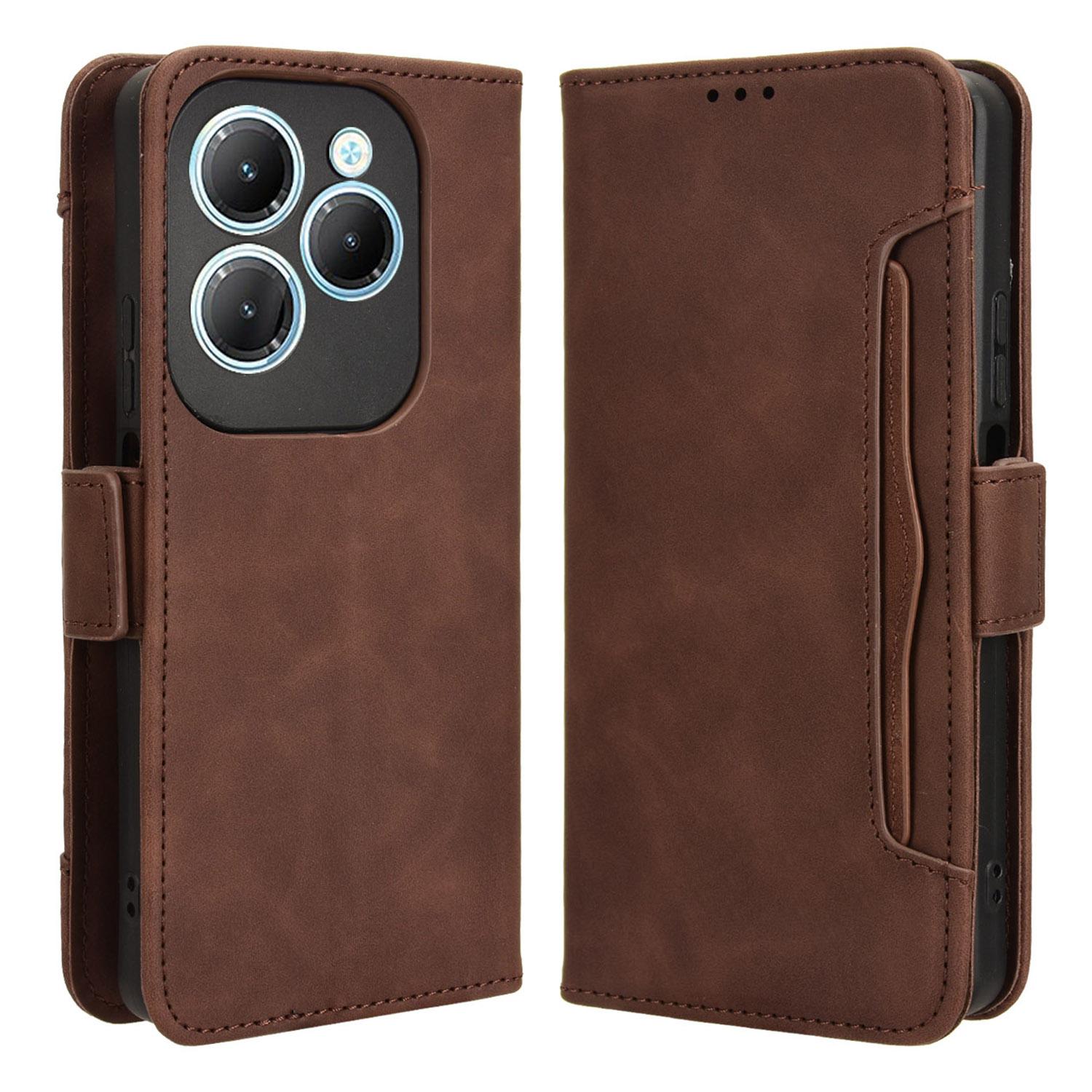 

For Infinix Hot 40 X6836/Hot 40 Pro X6837 Multi-Slot Leather Wallet Case Phone Cover Brown
