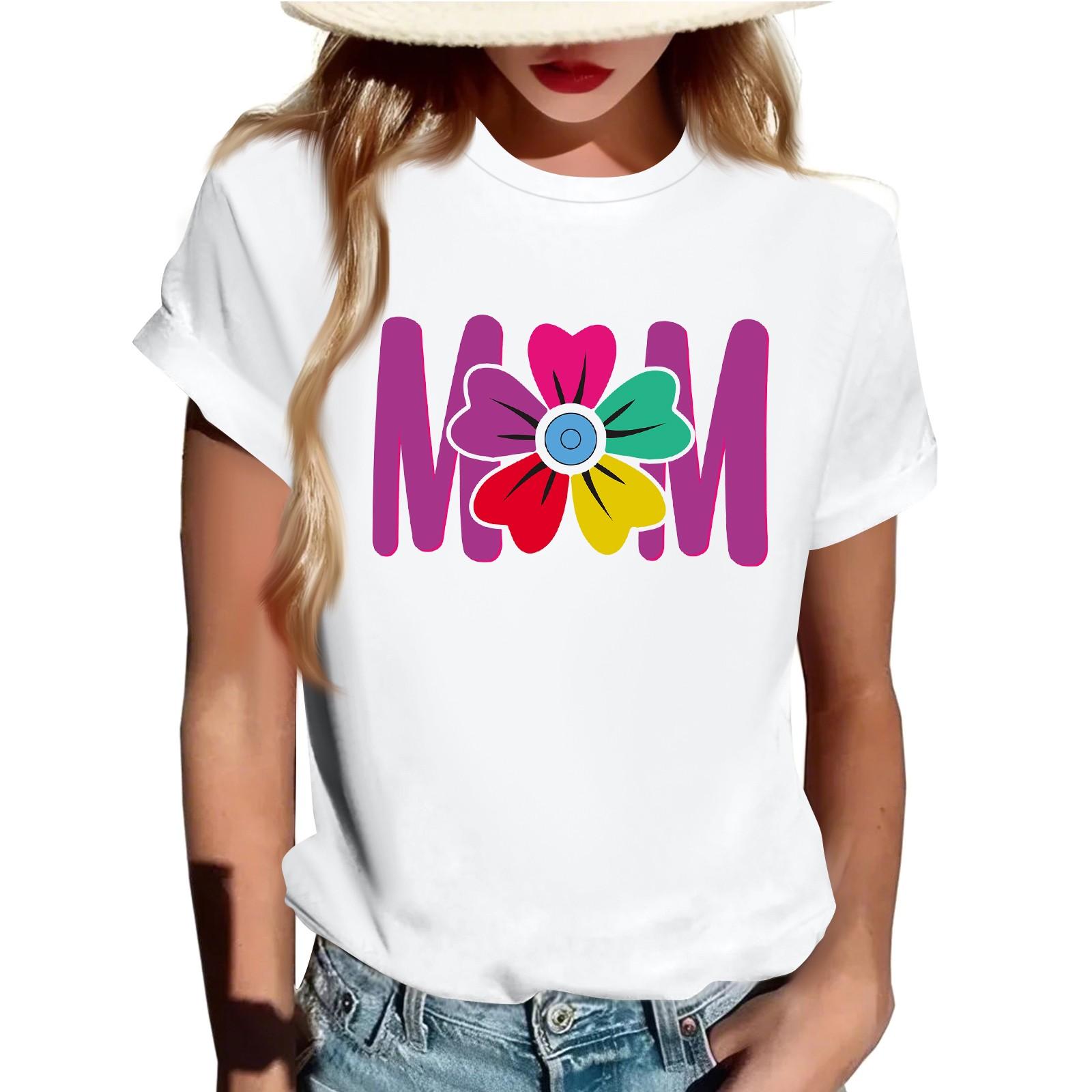 

Взрослые Повседневные Ежедневные Круглый вырез с принтом Короткие рукава Футболка Топ с буквами XL белый