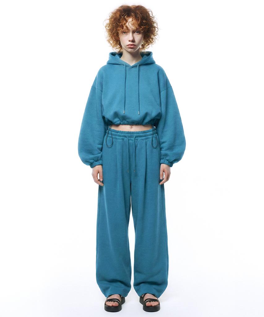 PRINOAR String Single-Pleat Wide Pants - Peacock Green