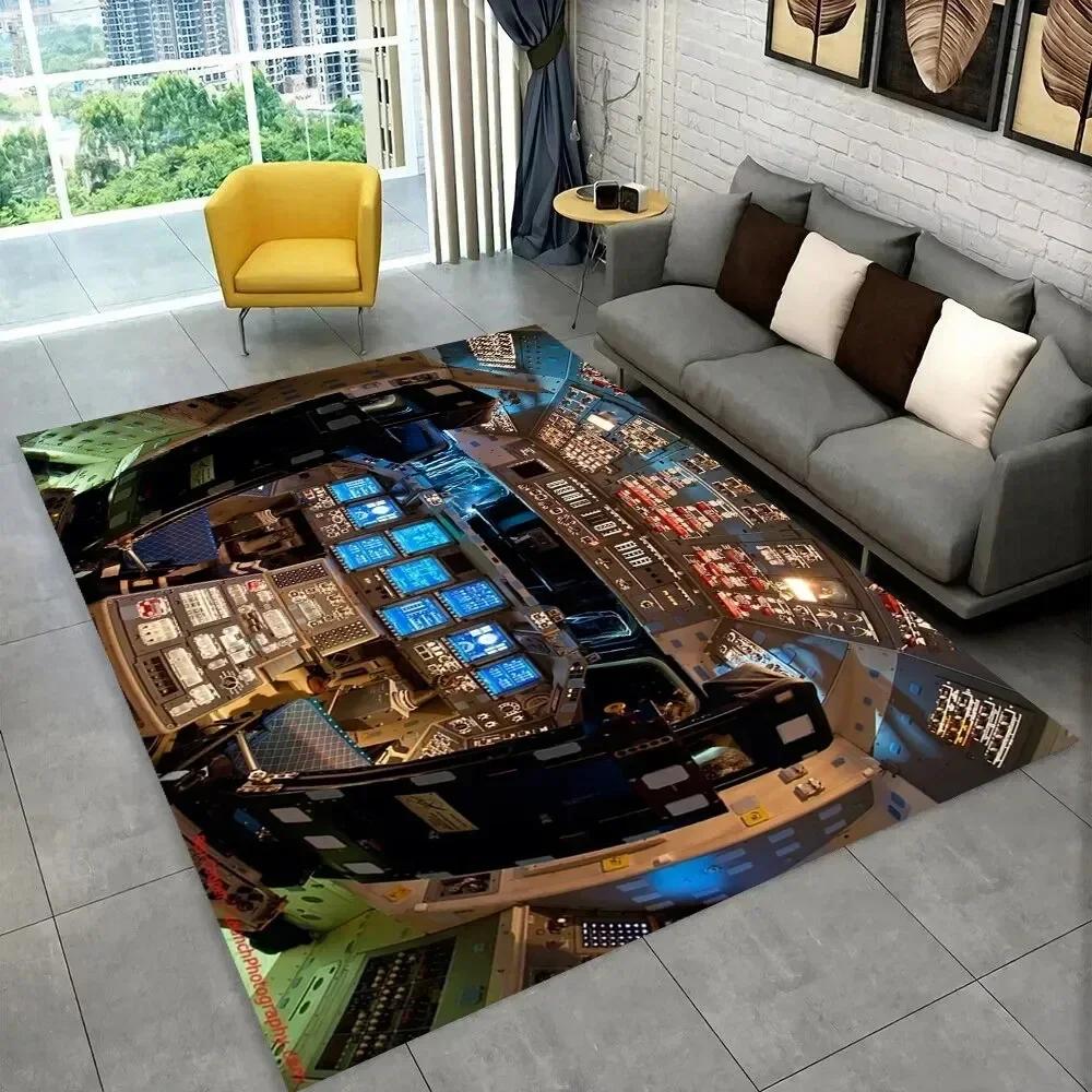 Fighter Aircraft Control Cockpit Cabin Carpet Rug for Home Living Room Bedroom Sofa Doormat Decor,Area Rug Non-slip Floor Mat