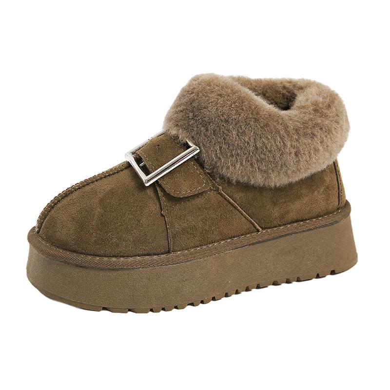 

Внешняя торговля большой размер толстая подошва бархатные теплые меховые интегрированные ботинки 2024 зима нескользящие теплые для ног на одной педали зимние ботинки женские 41 армия зеленый