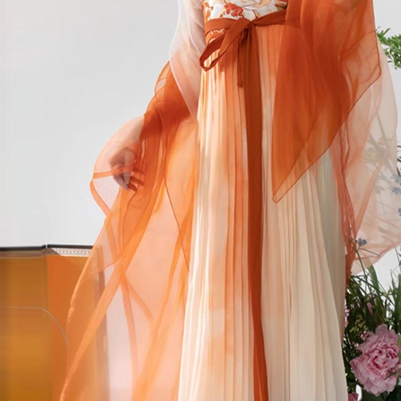 1/3/5M Colorful Gradient Organza Fabric Transparent Voile Gauze Fashion Designer Fabric For Diy Hanfu Dress Stage Costume